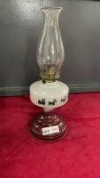 GLASS SCOTTIE DOG PAINTED OIL LAMP