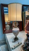 VINTAGE BRASS AND GLASS TABLE LAMP