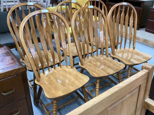 6 ARROW BACK DINING CHAIRS