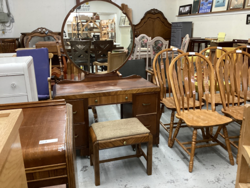 ANTIQUE VANITY WITH BENCH