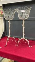 (2) METAL WIRED PLANT HOLDERS W/ LEAF DESIGN
