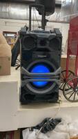 PORTABLE BLUETOOTH PANASONIC SUPER WOOFER SPEAKER ON WHEELS