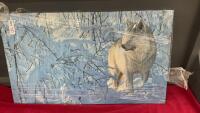 WOLF W/ SNOW BACKGROUND PICTURE ON BOARD