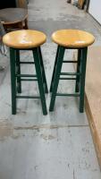 PAIR OF WOODEN BARSTOOLS