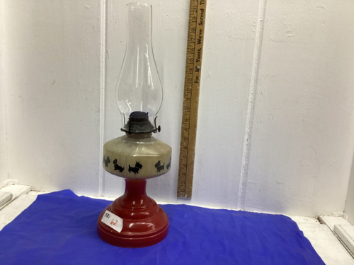 BANNER RED AND WHITE SCOTTIE DOG OIL LAMP