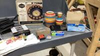 BOX W/ COLOURFUL VASES, ROULETTE GAME, BRAIN GAME, CD HOLDERS