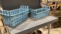 (3)HARD PLASTIC BLUE STORAGE BINS