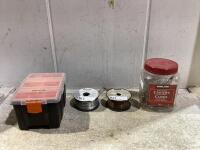 SHOP BOX W/ WELDING WIRE, NAILS, BITS ORGANIZER