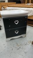 2 DRAWER NIGHSTAND W/ NOVELTY HANDLES