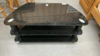 3 LAYERED GLASS AND METAL TV STAND