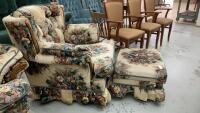 FLORAL EASY CHAIR AND OTTOMAN