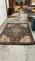 BURGUNDY AND GREY TONED AREA RUG