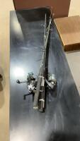 (3) RODS AND REELS - 2 ZEBCO RT SERIES AND 2 DAIWA