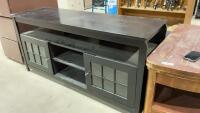 BLACK CREDENZA W/ 2 CABINETS AND 3 ADJUSTABLE SHELVES