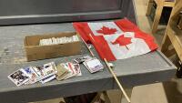 FLAT W/HOCKEY CARDS + 2 CANADIAN FLAGS