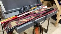 CURLING BAG W/(2) BROOMS, CURLING STICK , CURLING SHOES SIZE 9