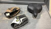 BOX W/ 2 BALL GLOVES + BIKE SEAT