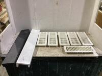 (6) STEEL FLOOR VENTS & (2) WOODEN SHELVES