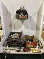 SHOP CRATE OF MISCELLANEOUS W/ SIERRA CABLE LINK, EXTENSION CORDS, MIXED ELETRICAL WIRES