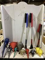 SHOP BOX W/ BRUSHES & FUNNELS