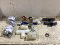 SHOP BOX W/ VALVE SHUT-OFFS, CLAMPS, PIPE FITTINGS