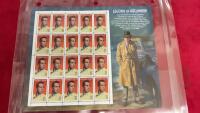 LEGENDS OF HOLLYWOOD - HUMPHRY BOGART UNCUT SHEET OF STAMPS - USA 32. CENT