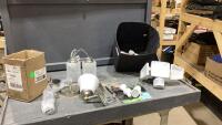 CLOTH BIN W/LIGHT FIXTURES + LIGHT BULBS