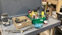 (2) FLATS - FILTER WRENCHES, TARP STRAPS, SHOP FLUIDS