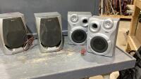 BOX W/ SPEAKERS - (2) SONY + (2) RCA