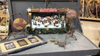 (2)BOXES - CHRISTMAS WALL HANGING, FRAME, 2 METAL YARD DECOR PIECES