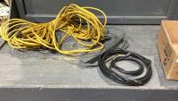 LONG YELLOW EXTENSION CORD, POWER BAR, AV CABLES