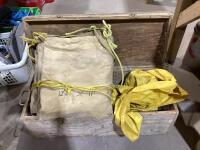 WOODEN CHEST STORAGE WITH CANVAS TARP & LEATHER