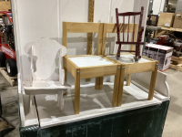 4-little wood chairs. + WHITE ROCKER