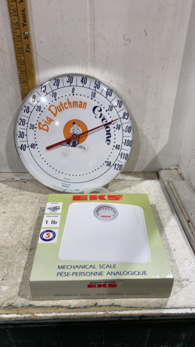 BATHROOM SCALE, â€œBIG DUTCHMANâ€ THERMOMETER