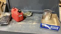 FLAT W/SMALL JERRY CAN, TOOLBELT SUSPENDERS, ROPE, CLOTHES PINS