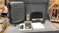 (3) ITEMS - SAMSONITE CARRY ON SUITCASE, VINTAGE CASSETTE PLAYER, CASSETTES