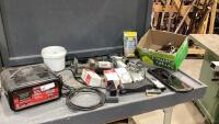 (2)ITEMS - MOTOMASTER BATTERY CHARGER, WINCH(NO CABLE), SOLAR PANEL