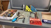 (2)FLATS - SQUARES, FILES, SPEED SQUARES, SMALL LEVEL, SCREWDRIVERS, SPEED WRENCH, STEEL