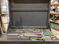 SHOP BOX OF MIXED SAWS & MISCELLANEOUS