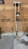 PAIR OF WOOD CRUTCHES & A CANE