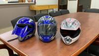 (3) MOTORCYCLE HELMETS