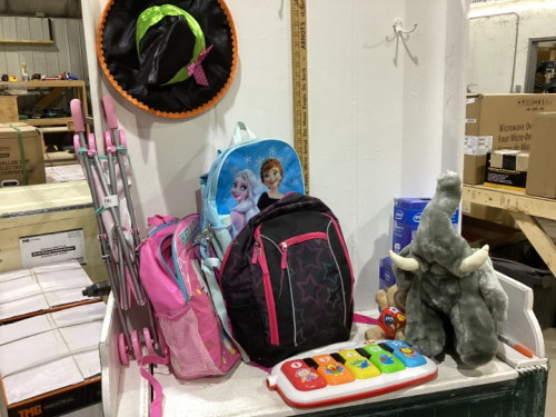 KIDS BACKPACKS,DOLLY STROLLER, STUFFIES