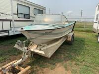 12 foot aluminum motor boat on trailer