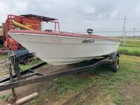 Marlin 18 foot deep hull boat on trailer