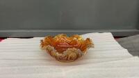 VINTAGE CARIVAL FLUTED BOWL - IRREDESCENT ORANGE