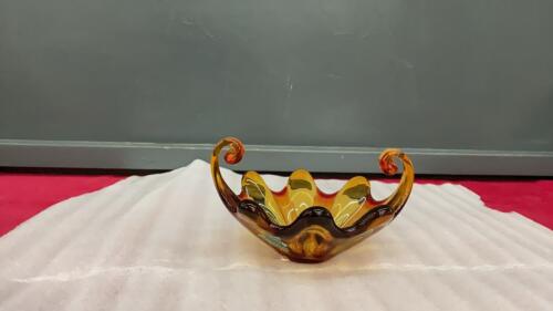 ALTA GLASS AMBER W/ RED GLASS DECORATIVE PIECE