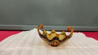 ALTA GLASS AMBER W/ RED GLASS DECORATIVE PIECE