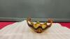 ALTA GLASS AMBER W/ RED GLASS DECORATIVE PIECE