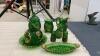 ANTIQUE GREEN PATTERN PRESSED GLASSWARE W/ GOLD DETAIL - CROESUS PATTERN