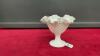 WHITE FENTON FLUTED PEDESTAL BOWL - HOBNAIL PATTERN